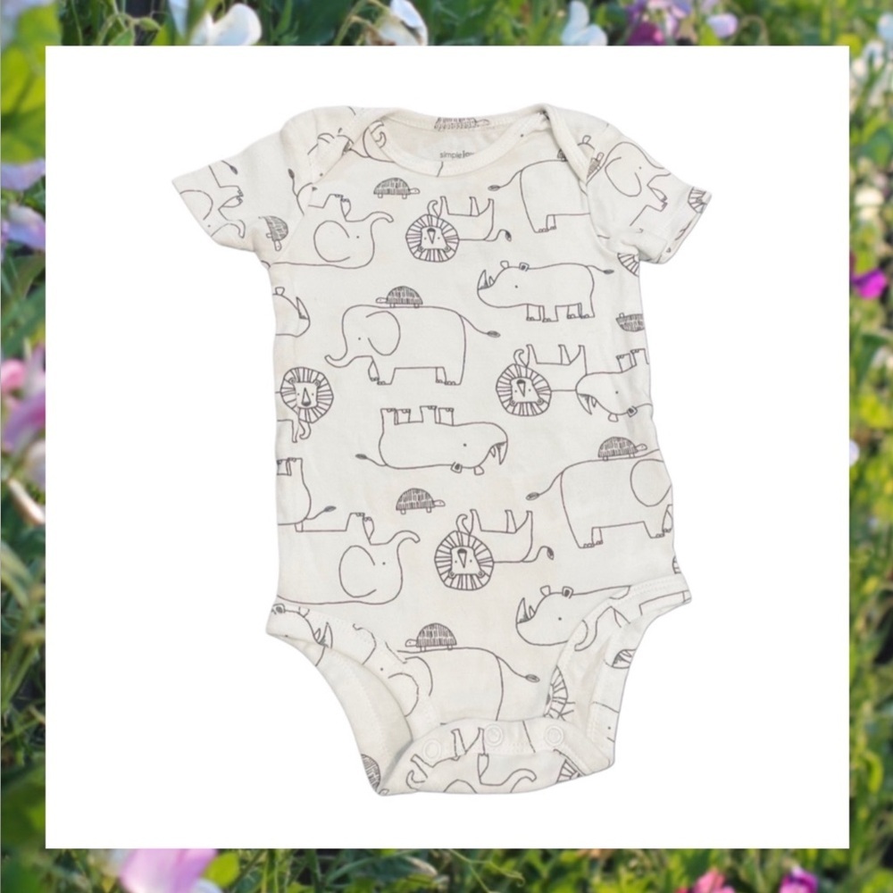 CARTERS White Animal Print Baby Onesie